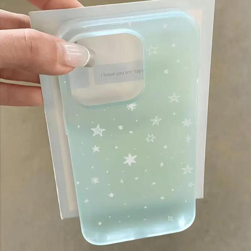 For iPhone 17 16 15 14 13 12 11 Pro Max Star Ins Matte Half-Transparent Anti-Drop Protection 1D010 - Ice Cream Cake