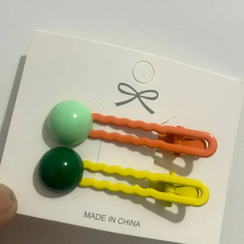 2Pcs/Set Simple Hair Clips For Girls Cute Hair Barrettes Baby Hairpins Kids Headwear Clips For Hair Bobby Pins Hair Accessories - Ice Cream Cake