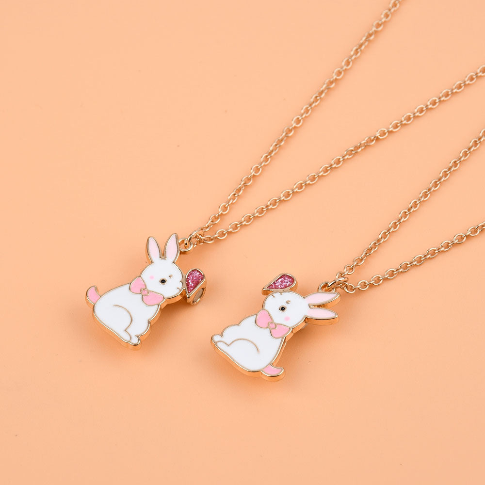White Bunny Friendship Necklace Set - Ice Cream Cake