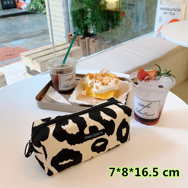 Korean Fashion Plaid Travel Makeup Kits Cosmetic Storage Bag Women Handbags Wallet Organizer Cute School Pencil Cases Pouch Bags - Ice Cream Cake