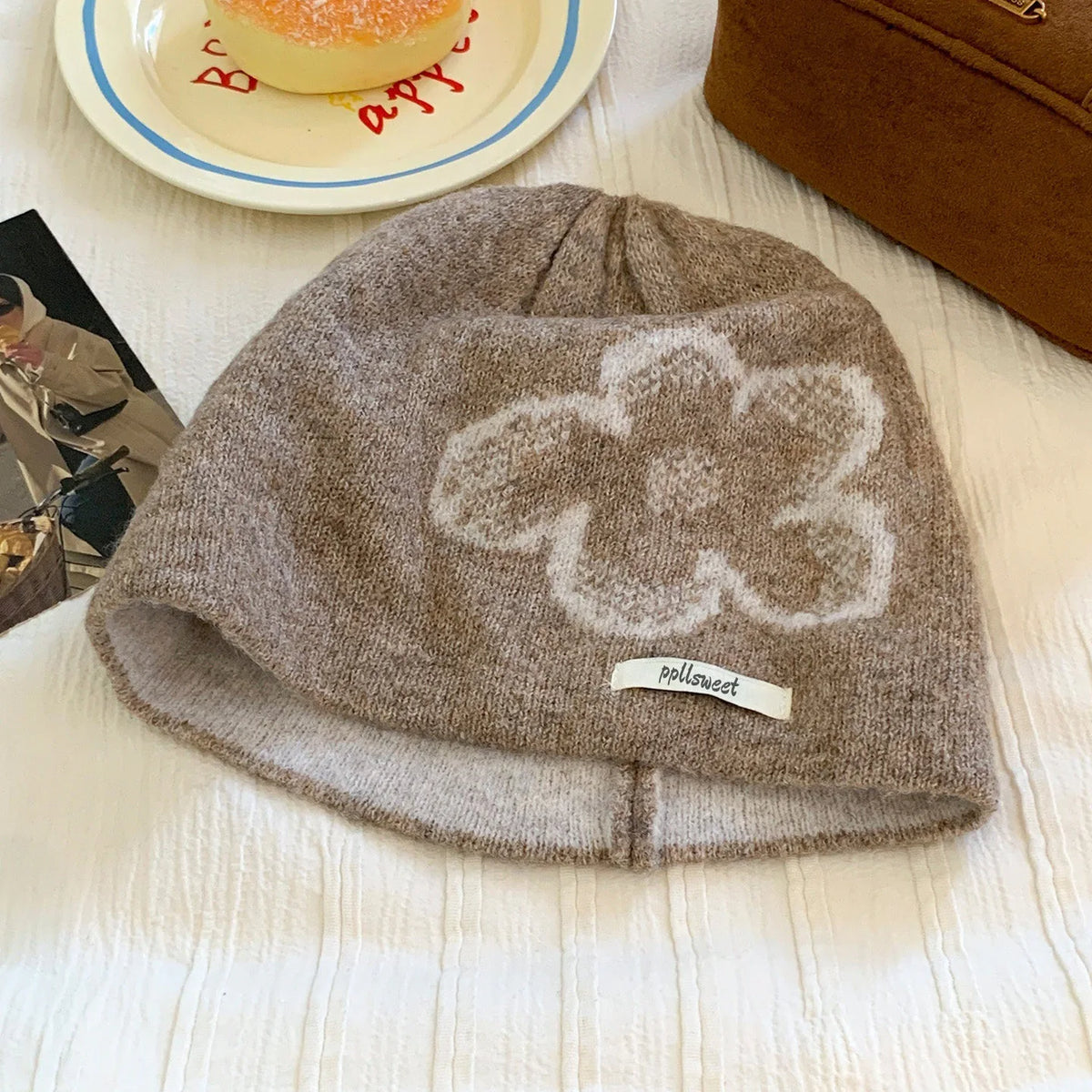y2K Flower Knit Beanie Hat