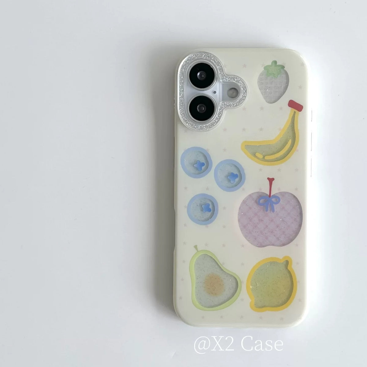 Fashion Fresh Hollow Out Glitter Fruit Print Cute Phone Case For iPhone 17 Air 16 15 Pro Max 14 13 12 11 XR X 7 8 Plus Y2K Cover - Ice Cream Cake