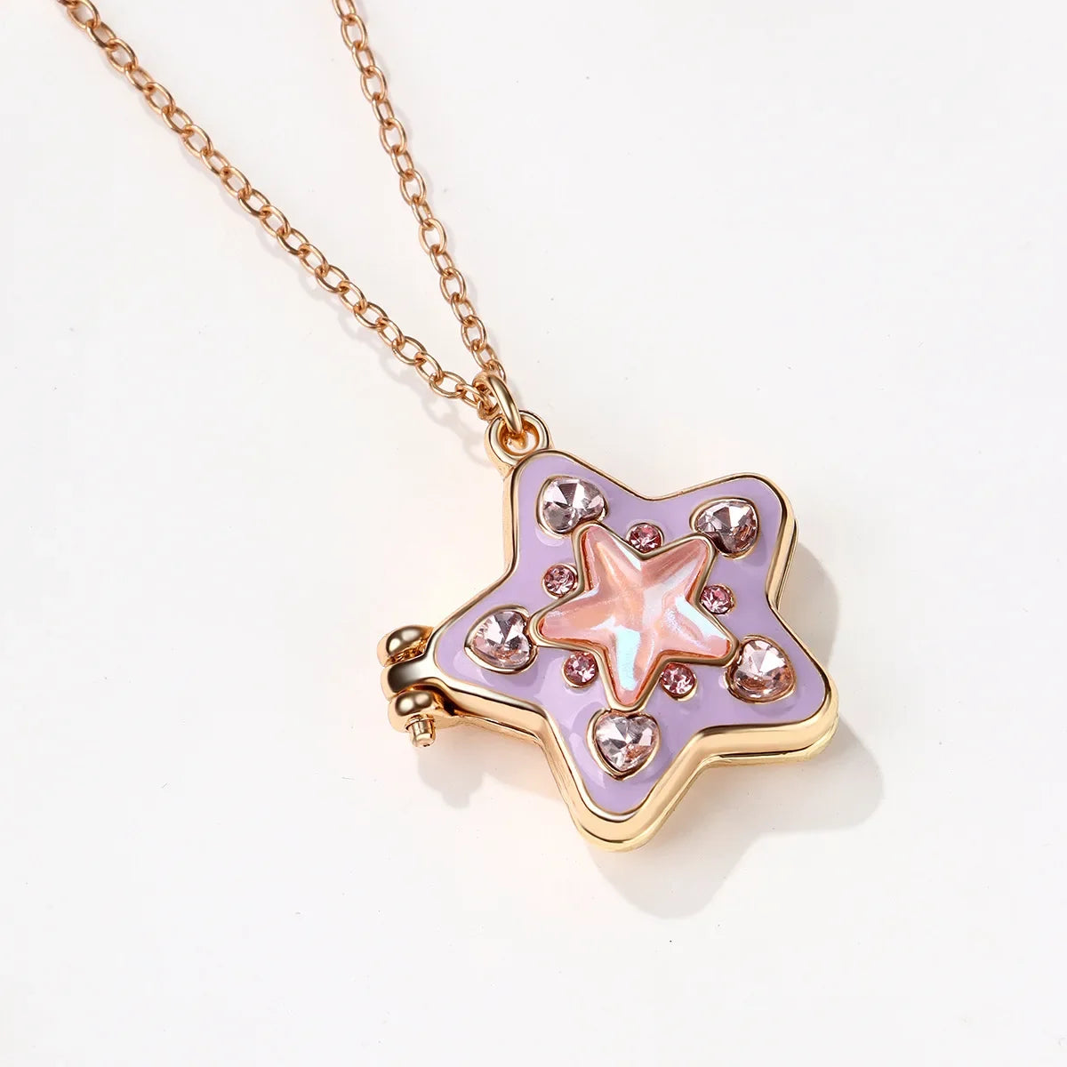 LATS Stars Lockets Pendant Necklace for Women Gold Color Photo Box Charm Necklaces Personality Jewelry Couple Gift - Ice Cream Cake
