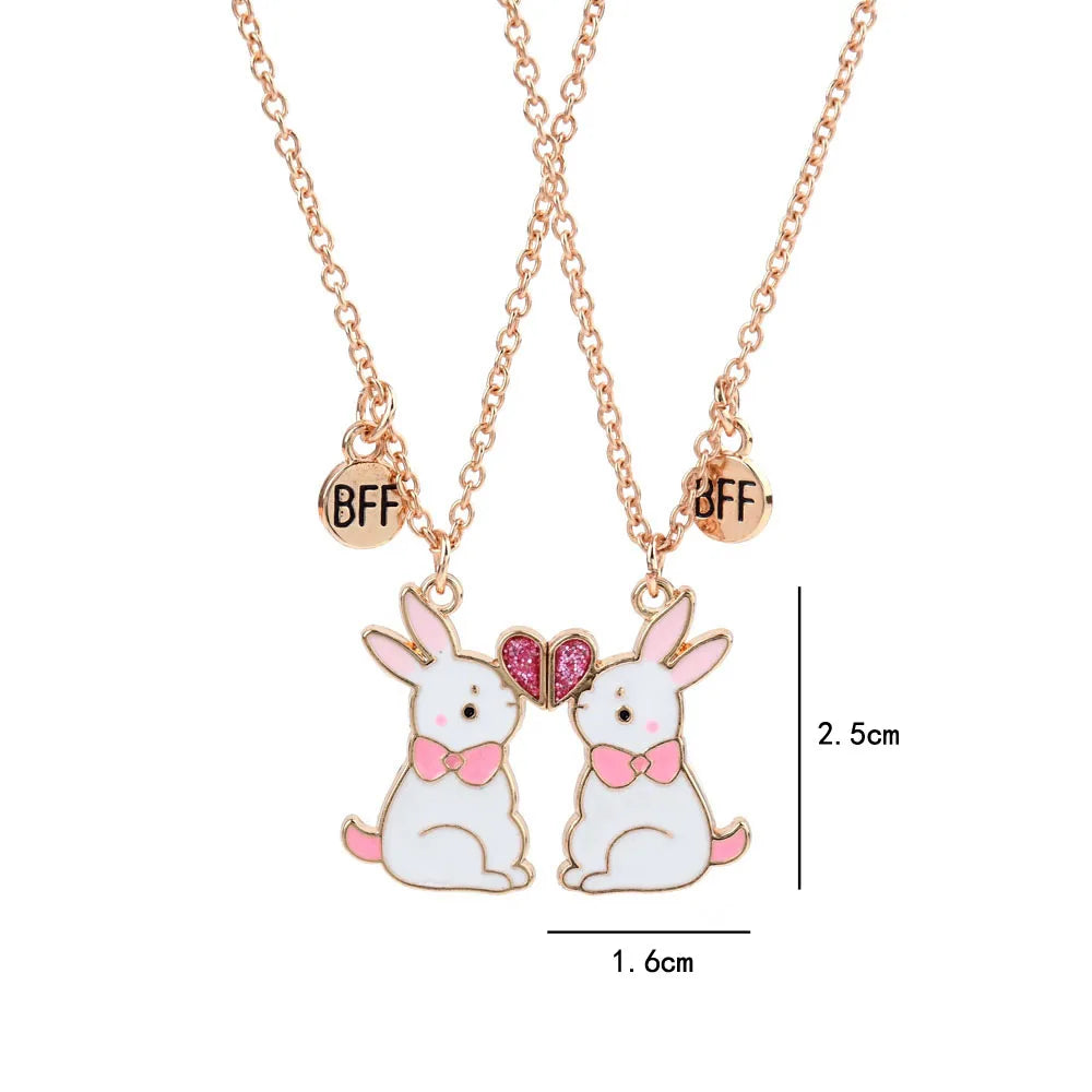 White Bunny Friendship Necklace Set - Ice Cream Cake