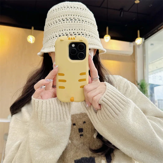 Cartoon Papa Cat cute soft shell for iPhone 17 16 15PROMAX 14 13Pro phone case shockproof for iPhone 17air 15 16Pro - Ice Cream Cake
