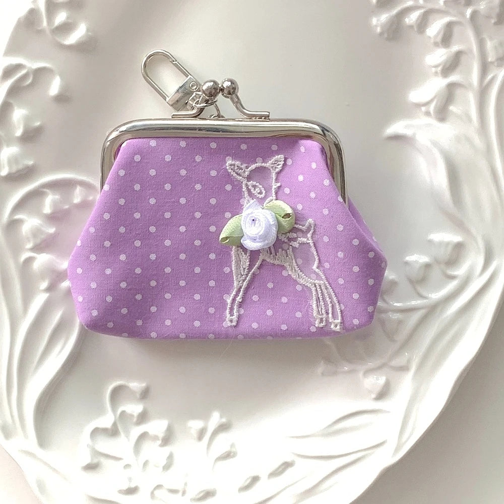 Cute Y2k Coin Purses Lady Small Wallet Wave Dot Handmade Lace Showa Rose Vintage Bag Hanging Pendant Earphone Bag Wallet - Ice Cream Cake