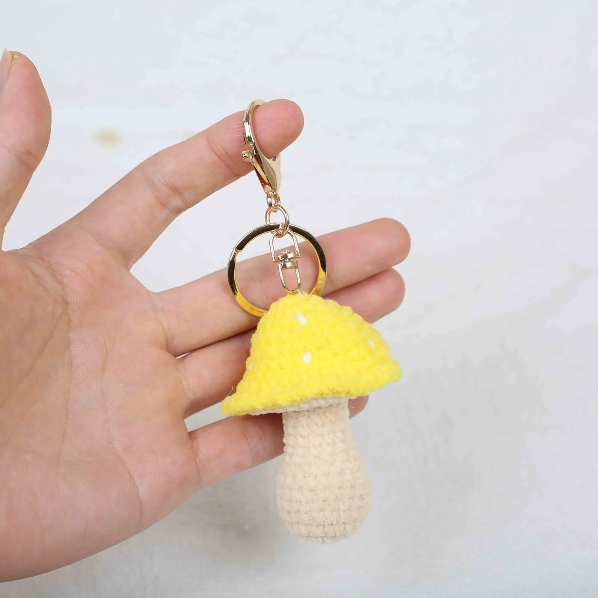 Handmade Crochet Mushroom Keychain Charm