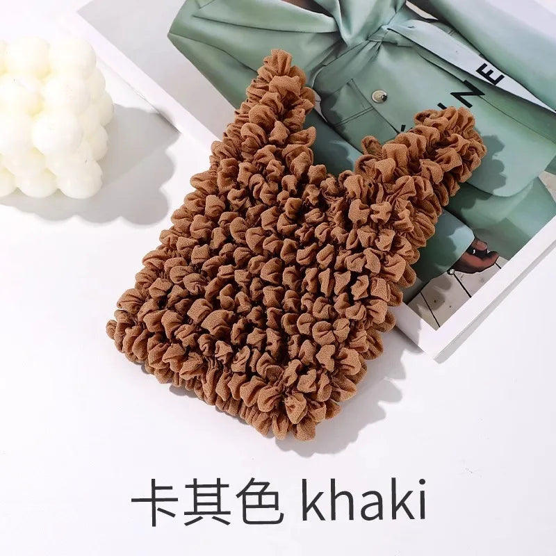 1PCS New Expansion Fold Pleated Flexible Stretch Mini Shopping Bag Large Capacity Bubble Elastic Portable Handbag Storage Bag - Ice Cream Cake