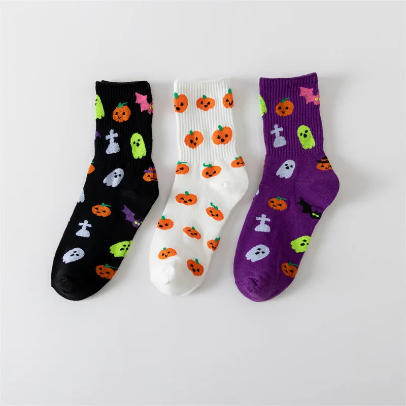 3 Pairs Of Fashionable And Unique Mid-calf Socks With Halloween Patterns,Suit For Men And Women Holiday Wearing - Ice Cream Cake