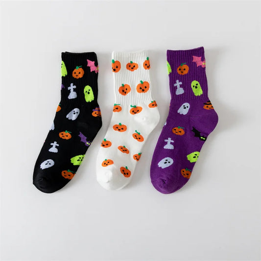 3 Pairs Of Fashionable And Unique Mid-calf Socks With Halloween Patterns,Suit For Men And Women Holiday Wearing - Ice Cream Cake