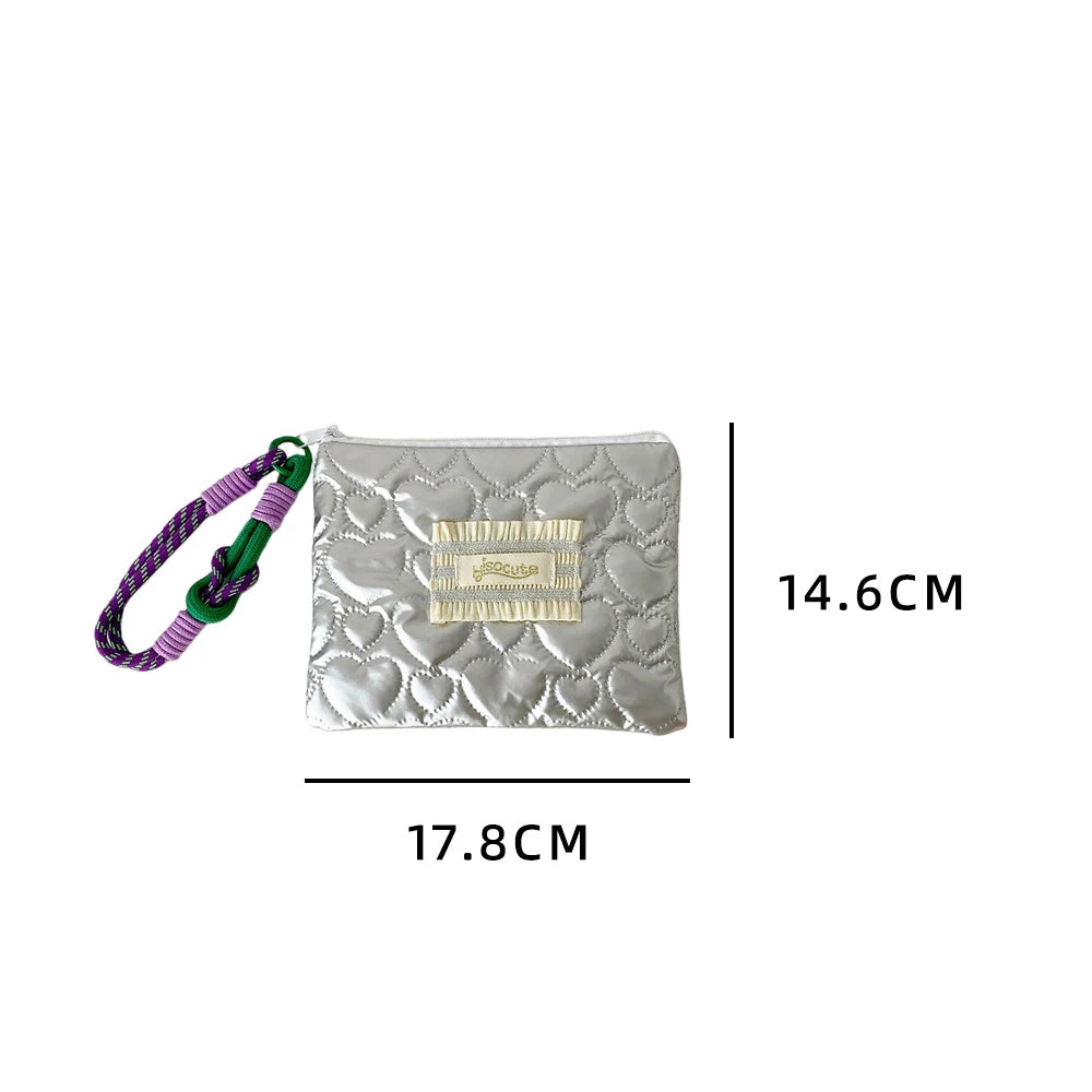 Korean Fashion Square Silver Love Makeup Bag Handbag Trendy Girls Lipstick Storage Bag Gifts Student Stationery Pencil Case New - Ice Cream Cake