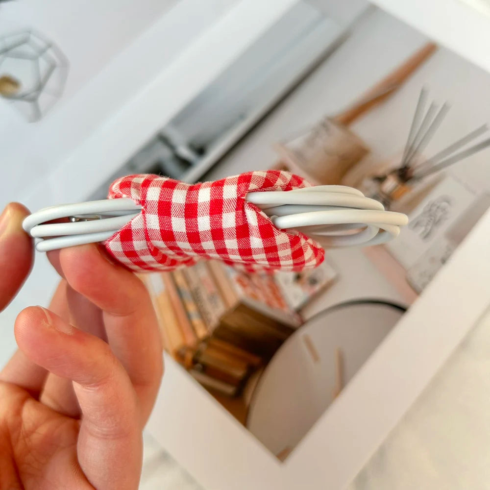 Gingham Apple Wire Tidy