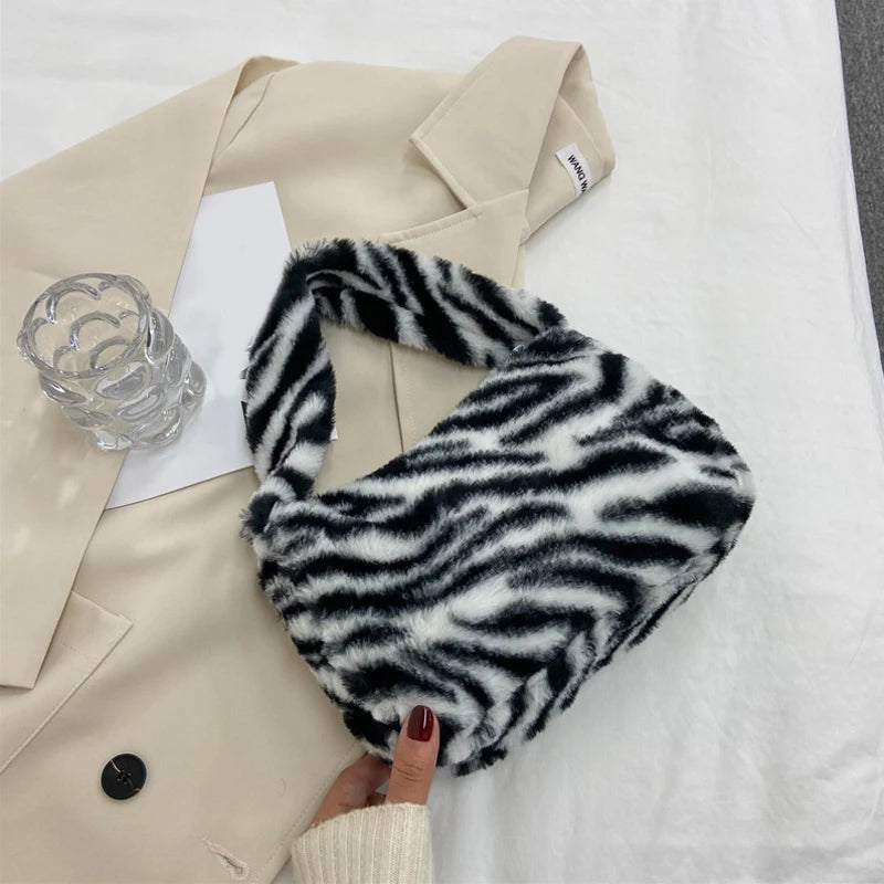 Faux Fur Animal Pattern Purse