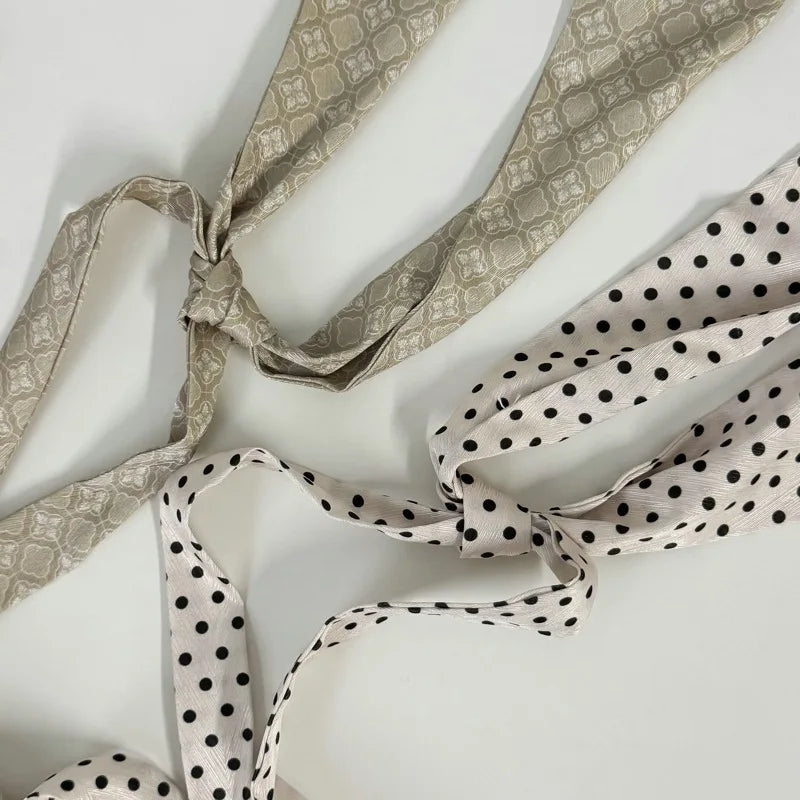 Faux Pearl Detail Skinny Scarf
