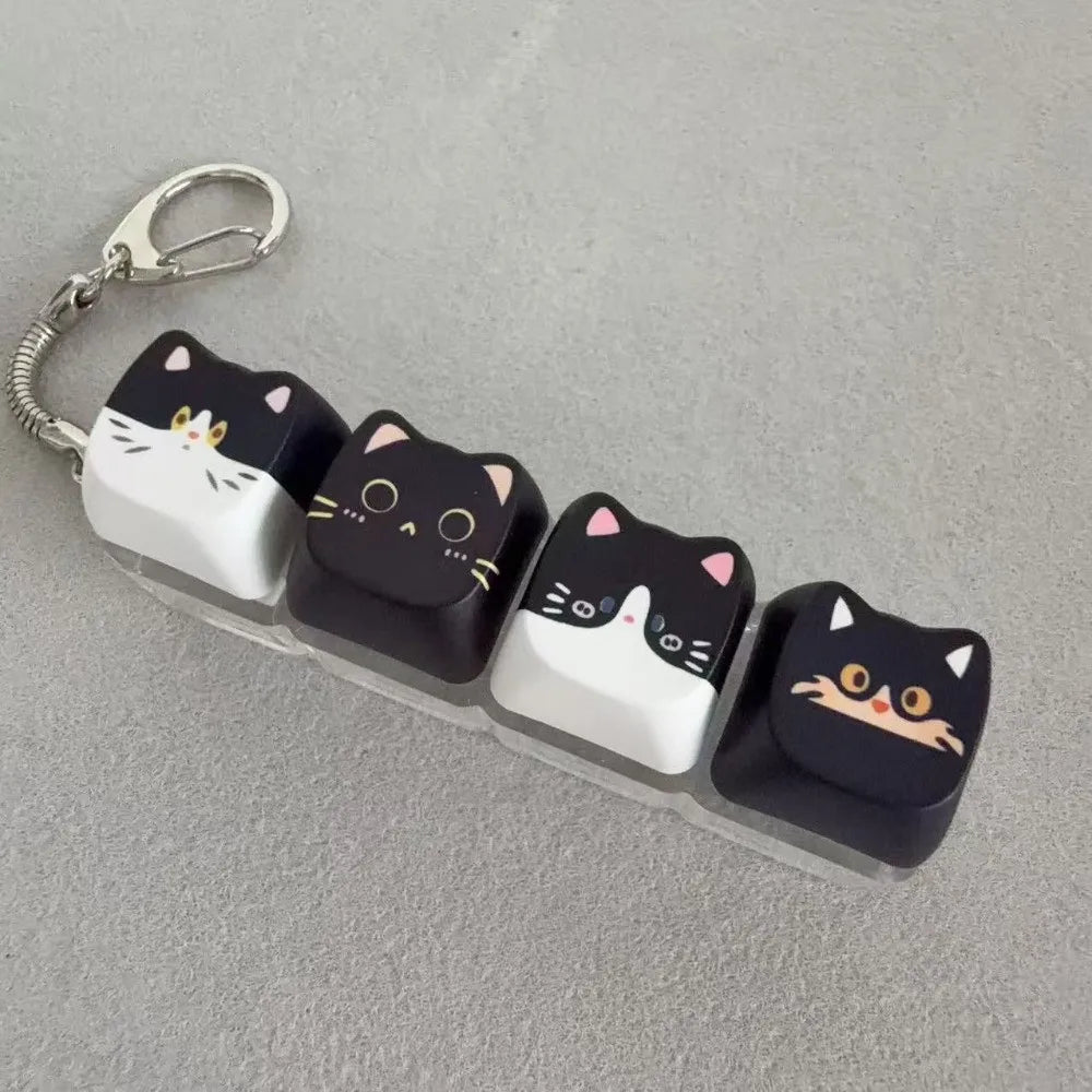 Kitty Cat Clicking Keyboard Key Fidget Keyring