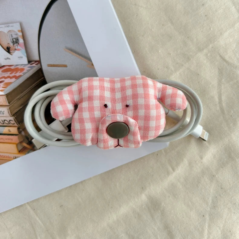 Data Cable Organiser Clip Headphone Cable Organiser New Puppy Shape Charging Cable Binding Strap Fabric Storage Box Supplies - Ice Cream Cake