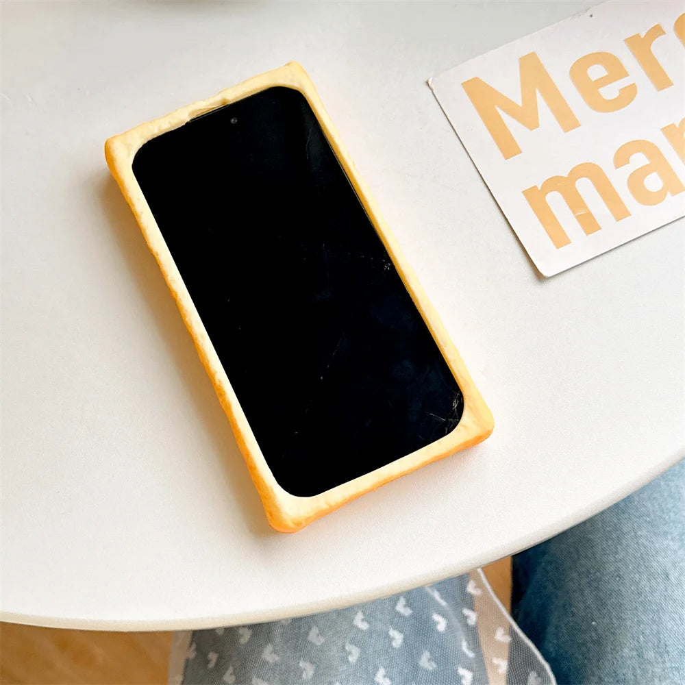 Realistic 3D Toast Silicone Phone Case For iPhone 16 15 14 13 12 11 Pro Max 6 7 8 Plus X Xs Max SE Funny Shockproof Cover - Ice Cream Cake