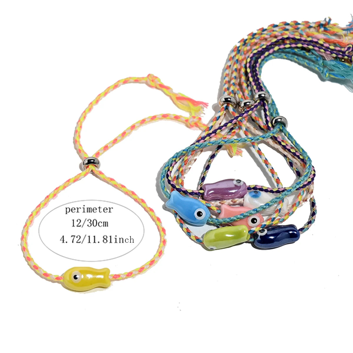Fish Charm Friendship Bracelet Set (Set of 10)