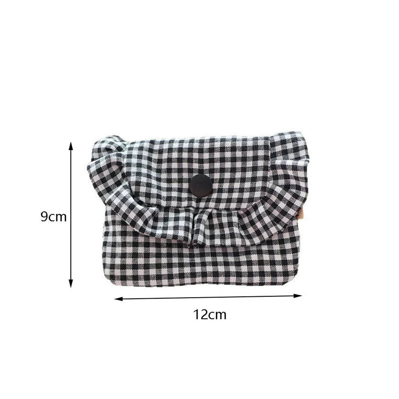 Gingham Ruffle Mini Snap Pouch