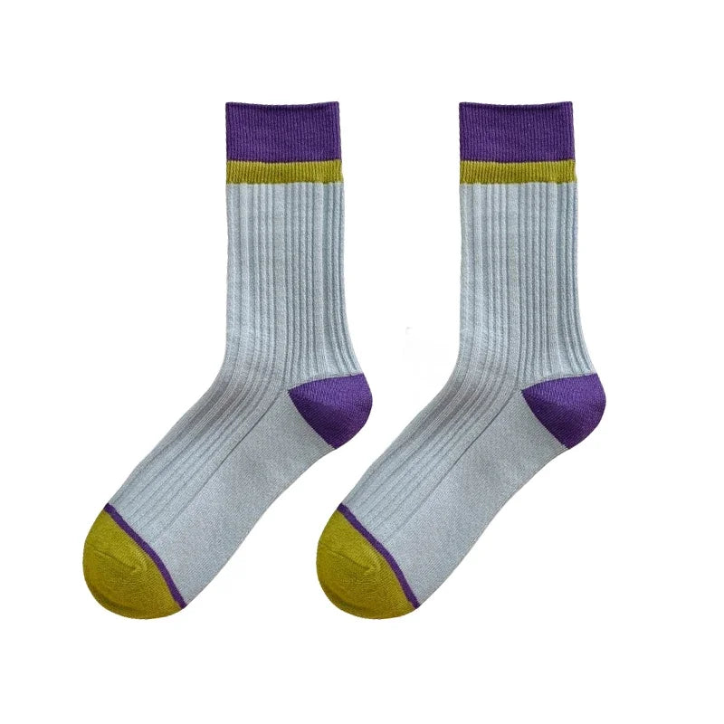 Contrast Stripe Crew Socks - Ice Cream Cake