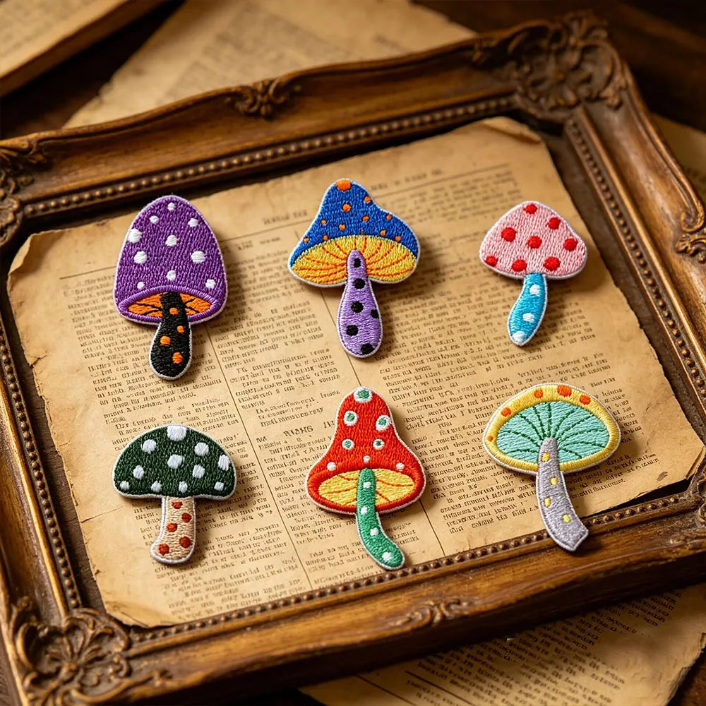 Embroidered Colourful Mushroom Patch