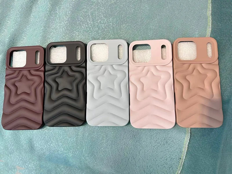 Bling Chromed Silver Gradient Five-pointed Star TPU Phone Case For iPhone 16 Pro Max 17 15 13 14 Plating Silicone Back Cover - Ice Cream Cake