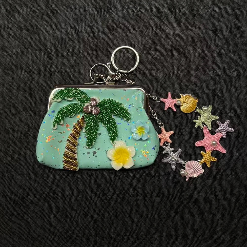 Cute Y2k Coin Purses Lady Small Wallet Wave Dot Handmade Lace Showa Rose Vintage Bag Hanging Pendant Earphone Bag Wallet - Ice Cream Cake