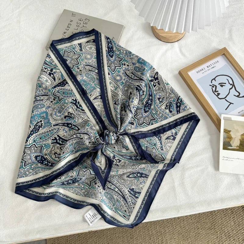Korean-Style Multi-Functional Triangular Binder Silk Scarf High-Grade Bandage Dress Fart Curtain Tie Stoles Shawls Small Scarf - Ice Cream Cake