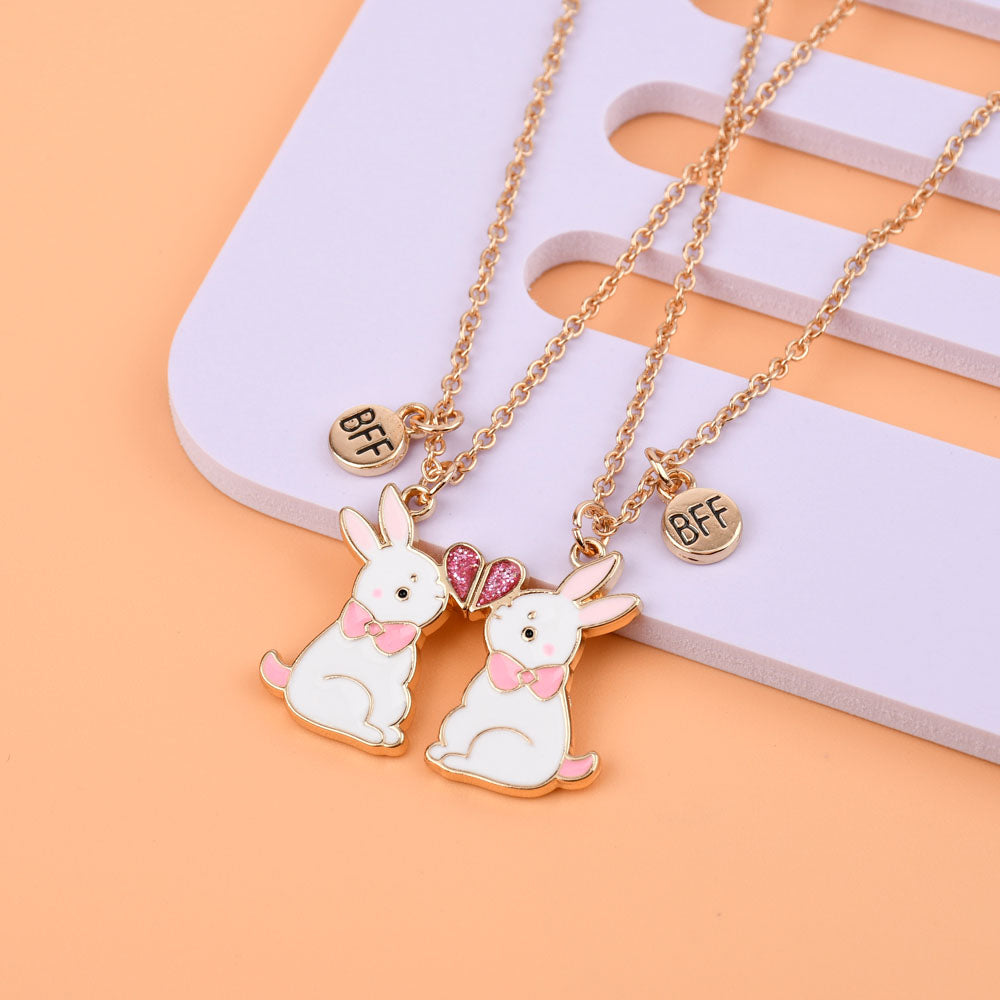 White Bunny Friendship Necklace Set - Ice Cream Cake