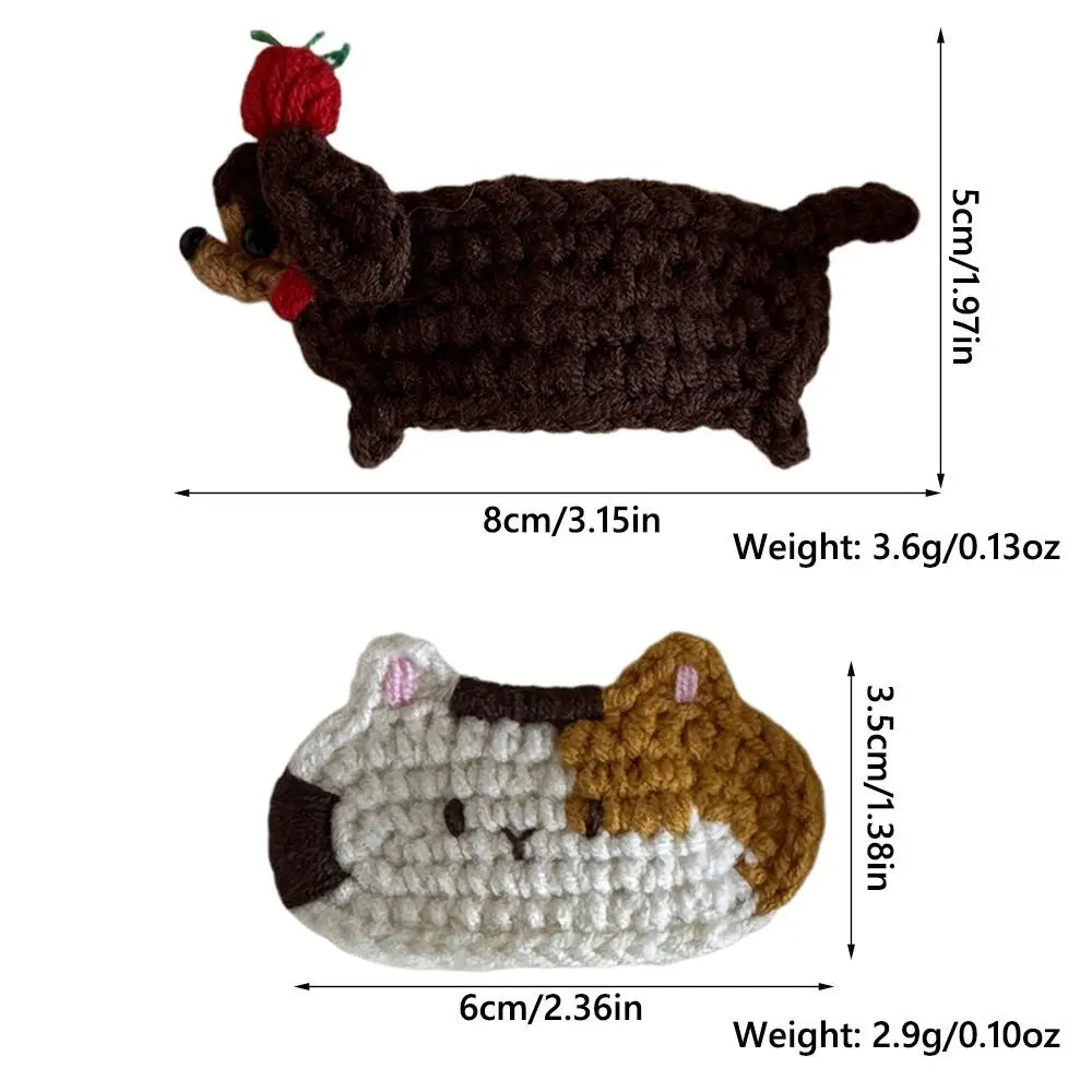 Cute Bouncy Dog Crochet Hair Clip Sweet Cartoon Cat Hairpin Women's Bangs Clips Children's Side Clip Headwear Hair Accessories - Ice Cream Cake