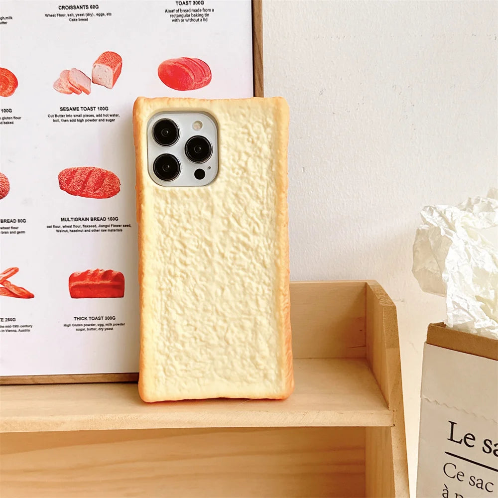 Realistic 3D Toast Silicone Phone Case For iPhone 16 15 14 13 12 11 Pro Max 6 7 8 Plus X Xs Max SE Funny Shockproof Cover - Ice Cream Cake