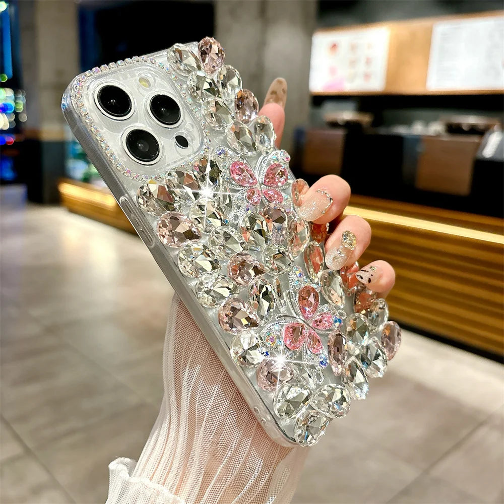 Glitter Rhinestone Butterfly Case for iPhone