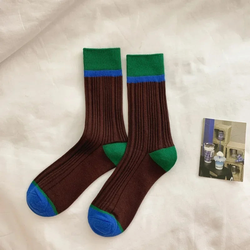 Contrast Stripe Crew Socks - Ice Cream Cake