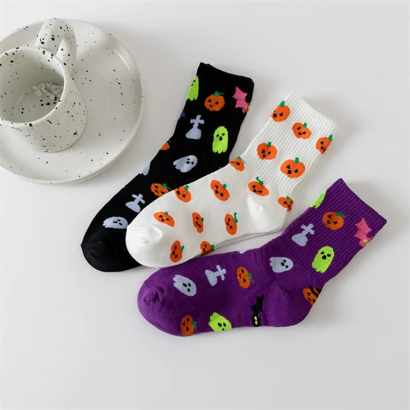 3 Pairs Of Fashionable And Unique Mid-calf Socks With Halloween Patterns,Suit For Men And Women Holiday Wearing - Ice Cream Cake