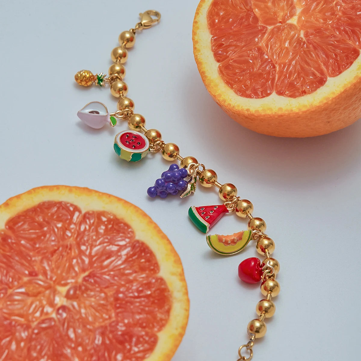 Fruit Charm necklace and Bracelet Set