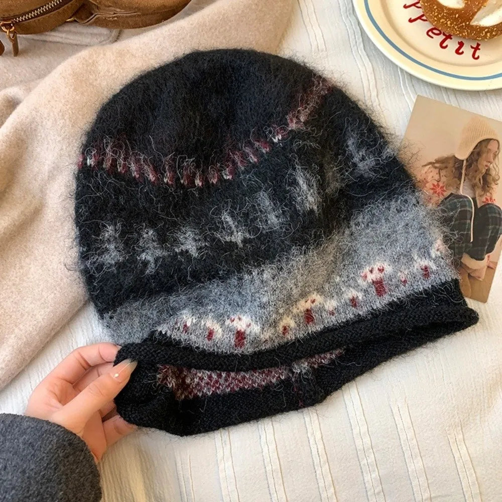Mushroom Stroll Fair Isle Knit Beanie Hat