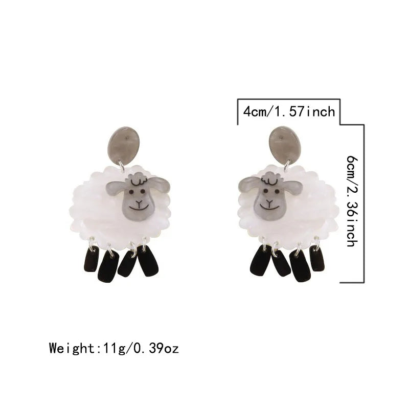 Acrylic Exaggerated Cartoon Animal Sheep Drop Earrings For Women New Trend Girls Ear Jewelry Gifts - Ice Cream Cake