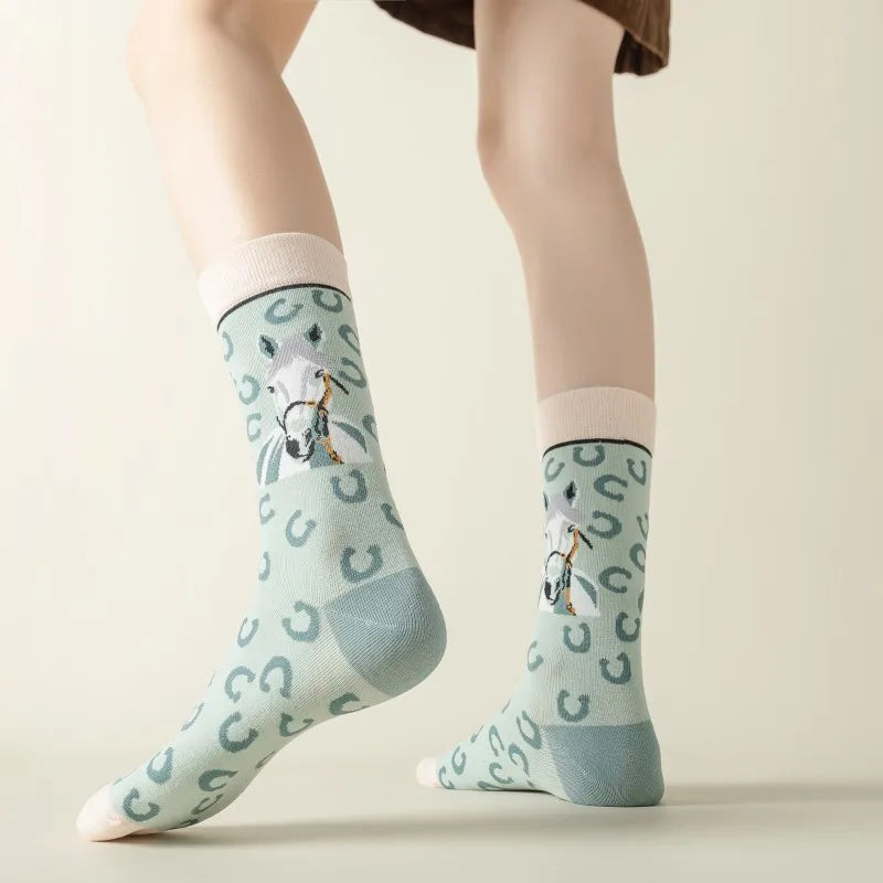 Horse Theme Crew Socks
