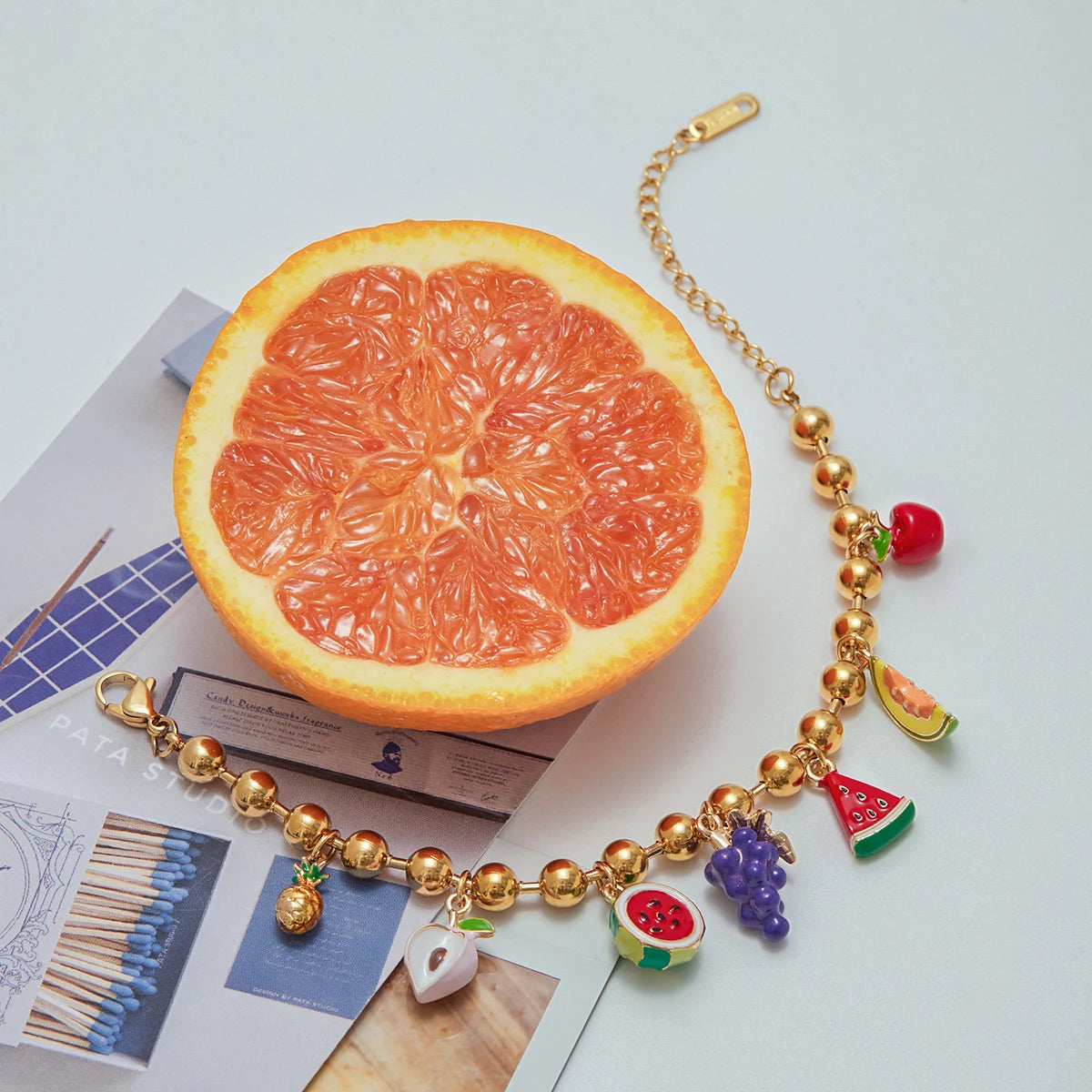 Fruit Charm necklace and Bracelet Set