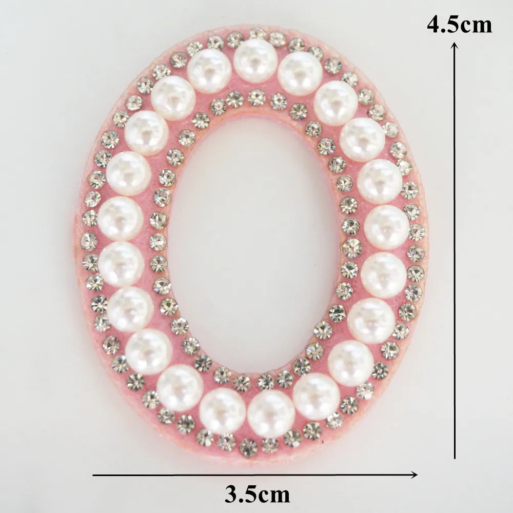 Pink A-Z Rhinestone Pearl Iron-On Patches - Ice Cream Cake