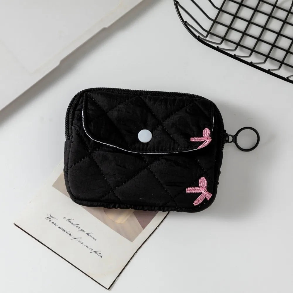 Quilted Pattern Zipper Pouch Keychain