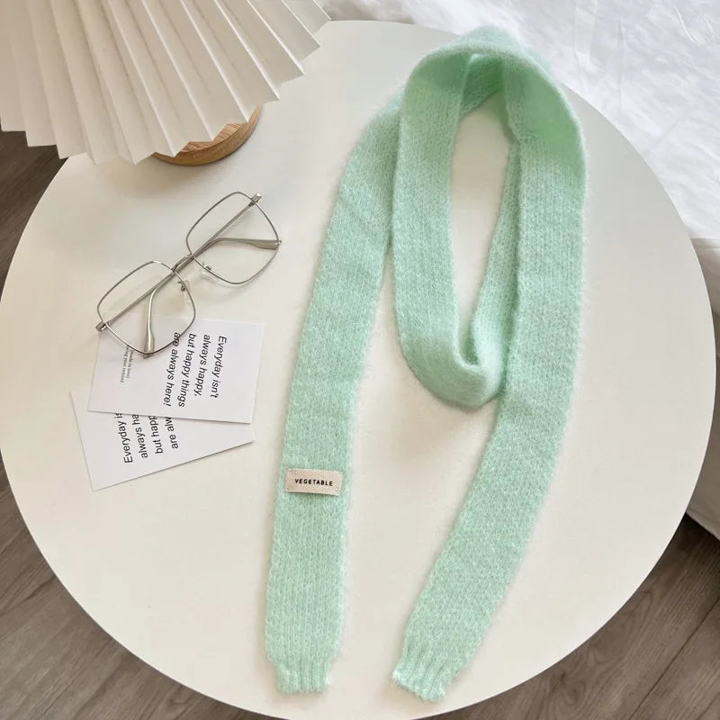 Pastel Colour Knitted Skinny Scarf