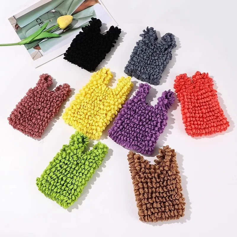 Colorful textured bags on a white background