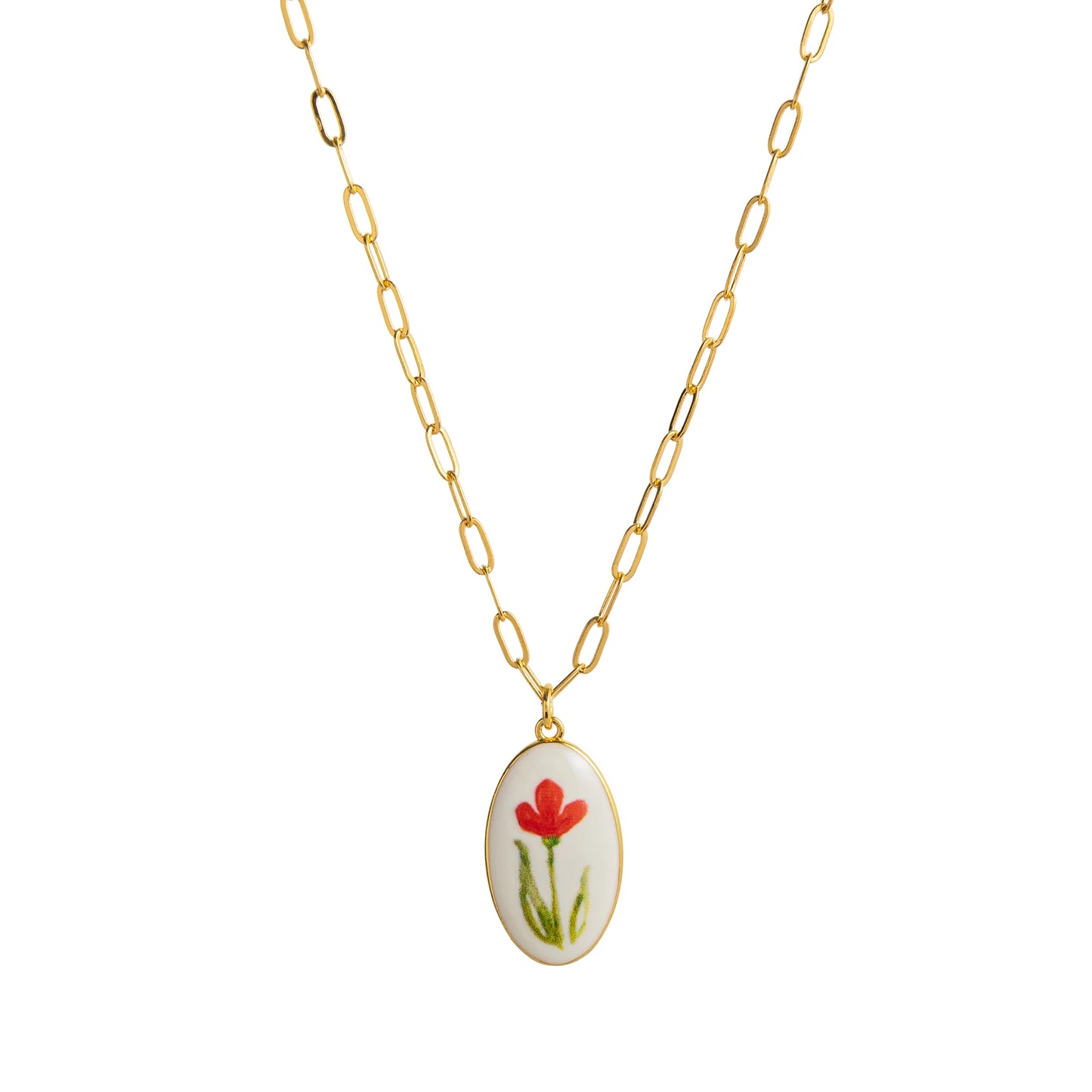 Painted Plants Charm Necklace