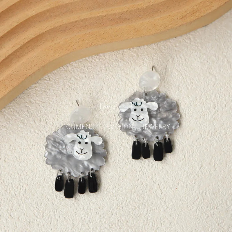 Acrylic Exaggerated Cartoon Animal Sheep Drop Earrings For Women New Trend Girls Ear Jewelry Gifts - Ice Cream Cake