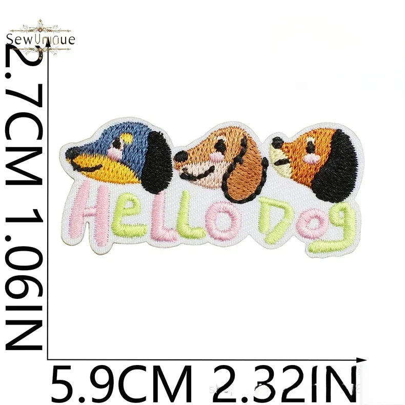 Korean Cute Dachshund Dog Embroidery Cloth Sticker DIY Bag Dress Up Puppy Patch Ironing DIY Apparel Sewing Supplies - Ice Cream Cake