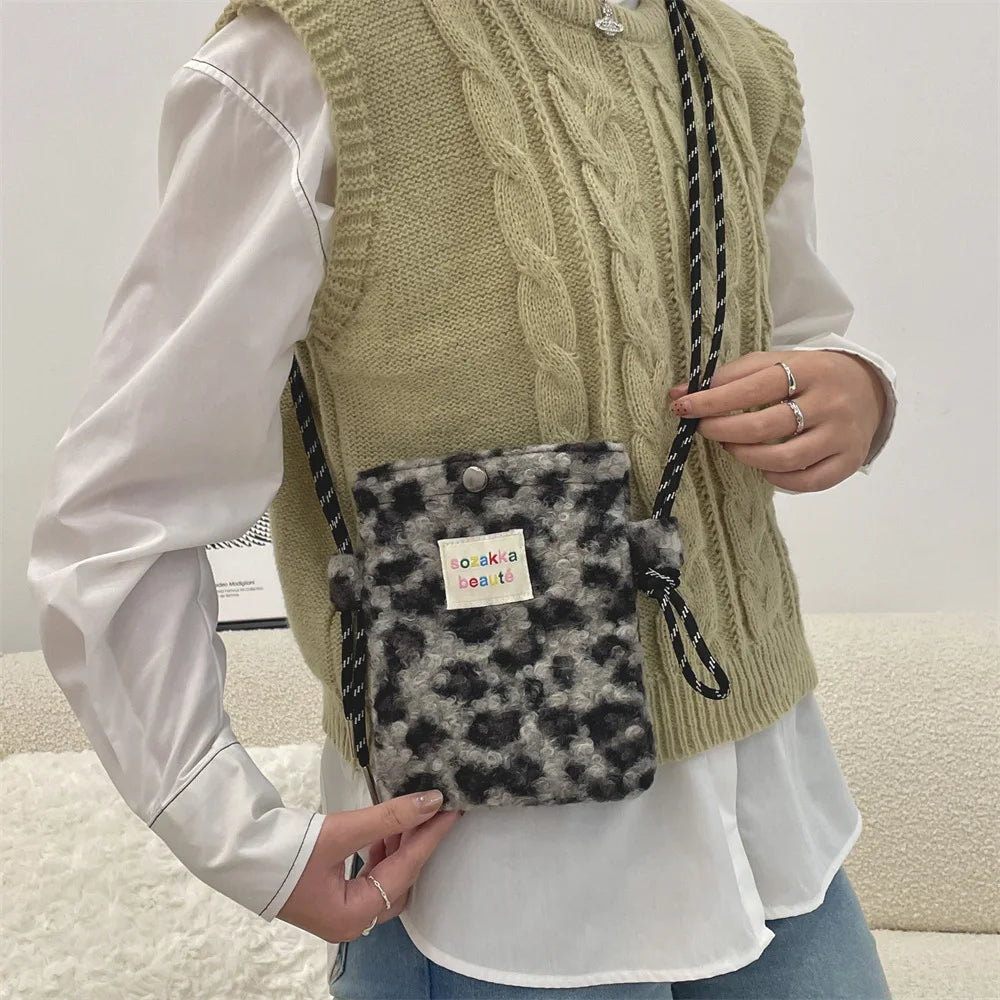 Teddy Fur Plush Pattern Shoulder Bag