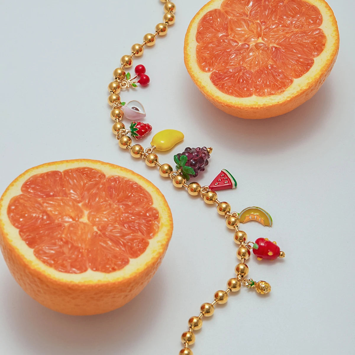 Fruit Charm necklace and Bracelet Set