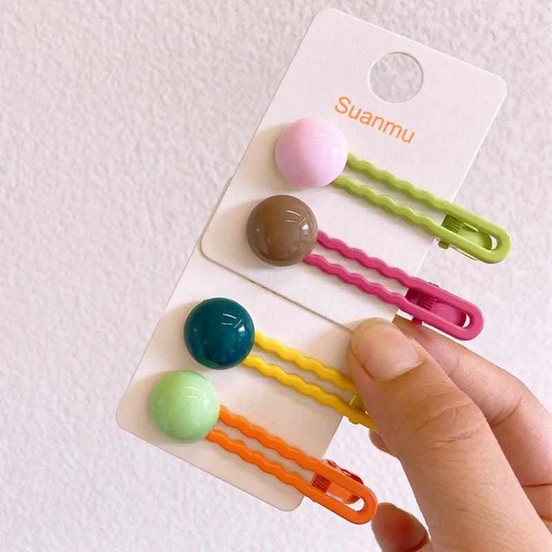2Pcs/Set Simple Hair Clips For Girls Cute Hair Barrettes Baby Hairpins Kids Headwear Clips For Hair Bobby Pins Hair Accessories - Ice Cream Cake