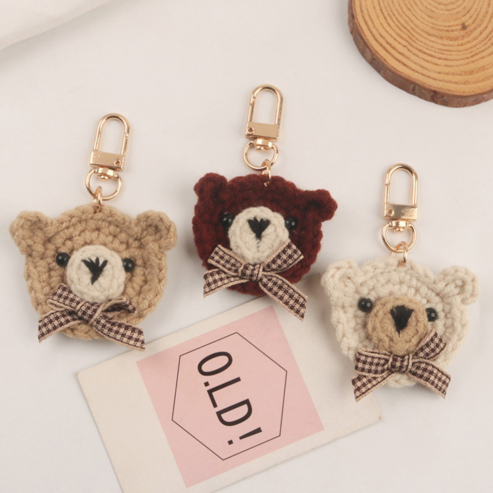 Crochet Teddy Bear Face Keychain (3 Colours)